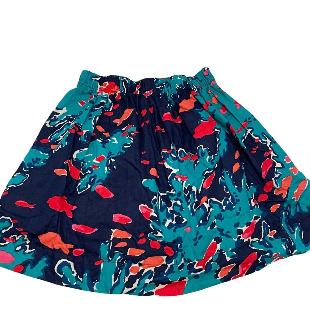 Lilly Pulitzer women’s size small elastic waist pull on skirt pockets Fish